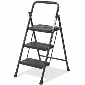 3-Step Ladder, Foldable Step Stool with Safety Lock, Anti-Slip Pedal, 300lbs Capacity