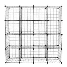 Modular 16-Cube Storage Organizer Shelves, Black, 47 x 14 x 57 Inches