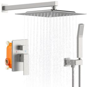 Shower System Faucet Combo Set Wall Mounted with 10" Rainfall Shower Head and handheld shower faucet