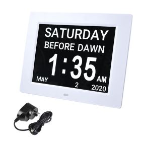 8 inch LCD Day Clock/White
