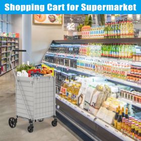 Shopping Cart with Shelf,Grocery Cart on Wheels