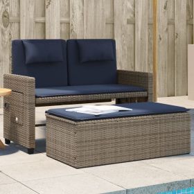Garden Bench Grey PE rattan Medium Adjustable Armrests