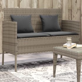 Garden Bench Grey PE Rattan 44.5 in x 24.0 in x 34.3 in Storage