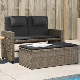 Garden Bench Grey PE rattan, powder-coated steel, polyester Medium