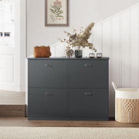 Shoe Cabinet,Hidden Slim Narrow Shoe Rack Cabinet with 4 Drawers for Entryway, Foyer,Hallway,Bedroom (Color: Gray)