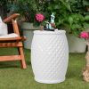 16.75 inch/17 inch/17.25 inch/17.75inch Drum Stool Ceramic Side Table Hollow White Cutwork Traditional Garden Stool Hollow Outdoor Side Table